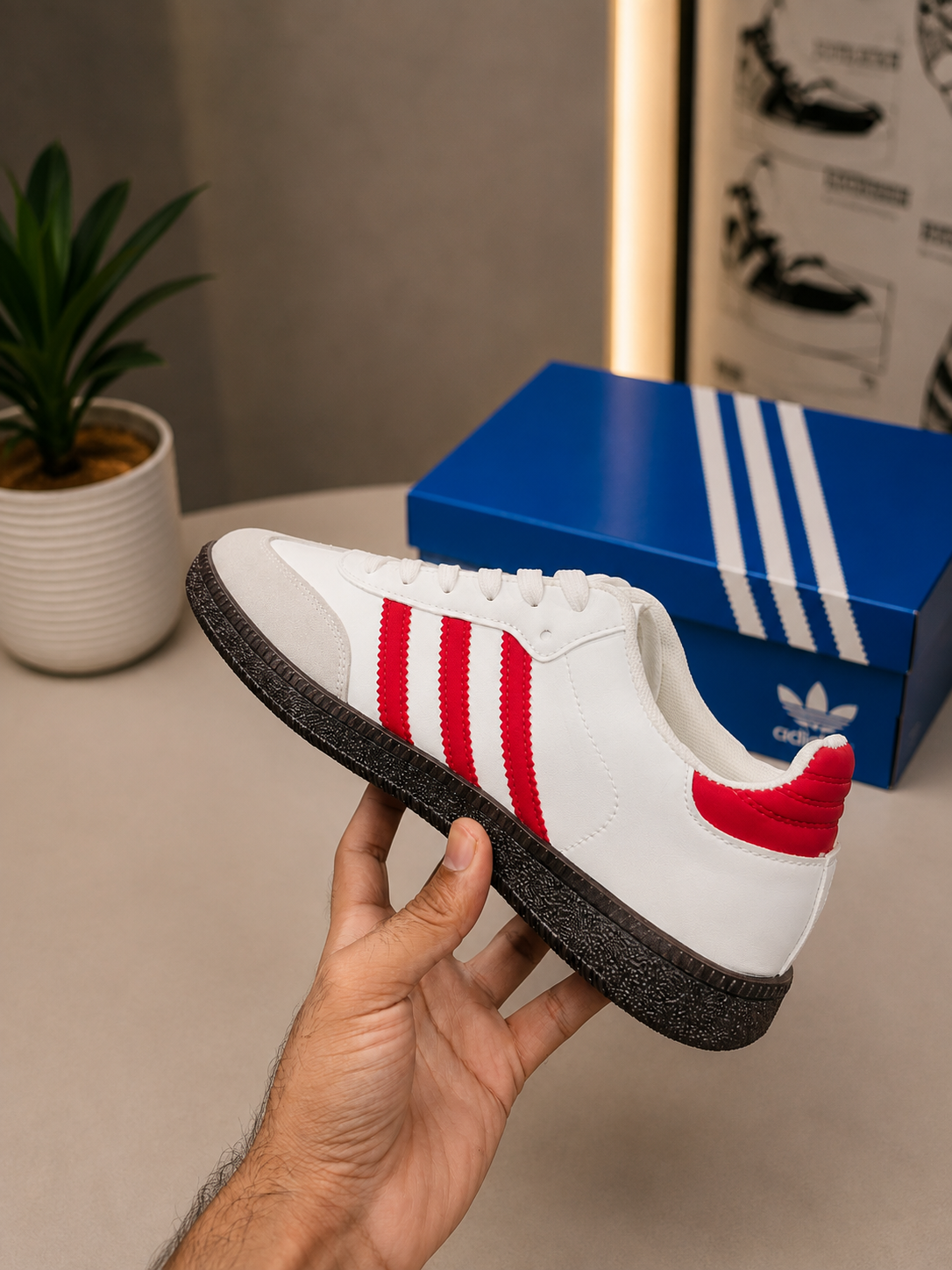 Mens SAMBA OG CLOUD WHITE/RED (AAA GRADE)