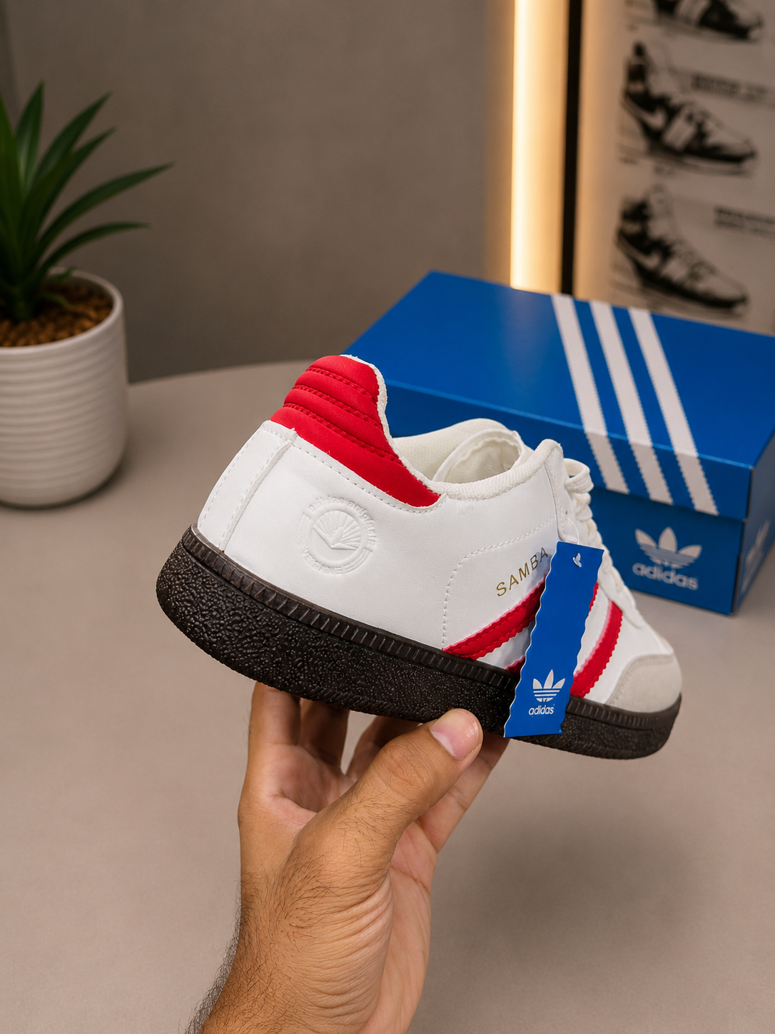 Mens SAMBA OG CLOUD WHITE/RED (AAA GRADE)