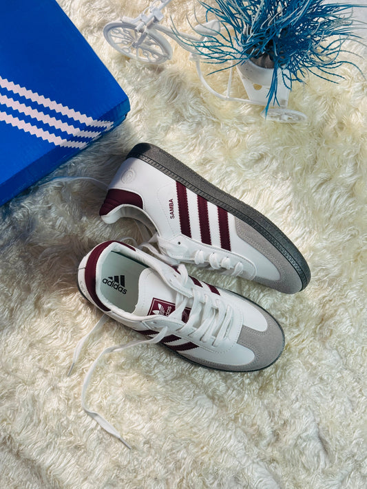 Women's Samba Classic White &amp; Maroon Sneakers
