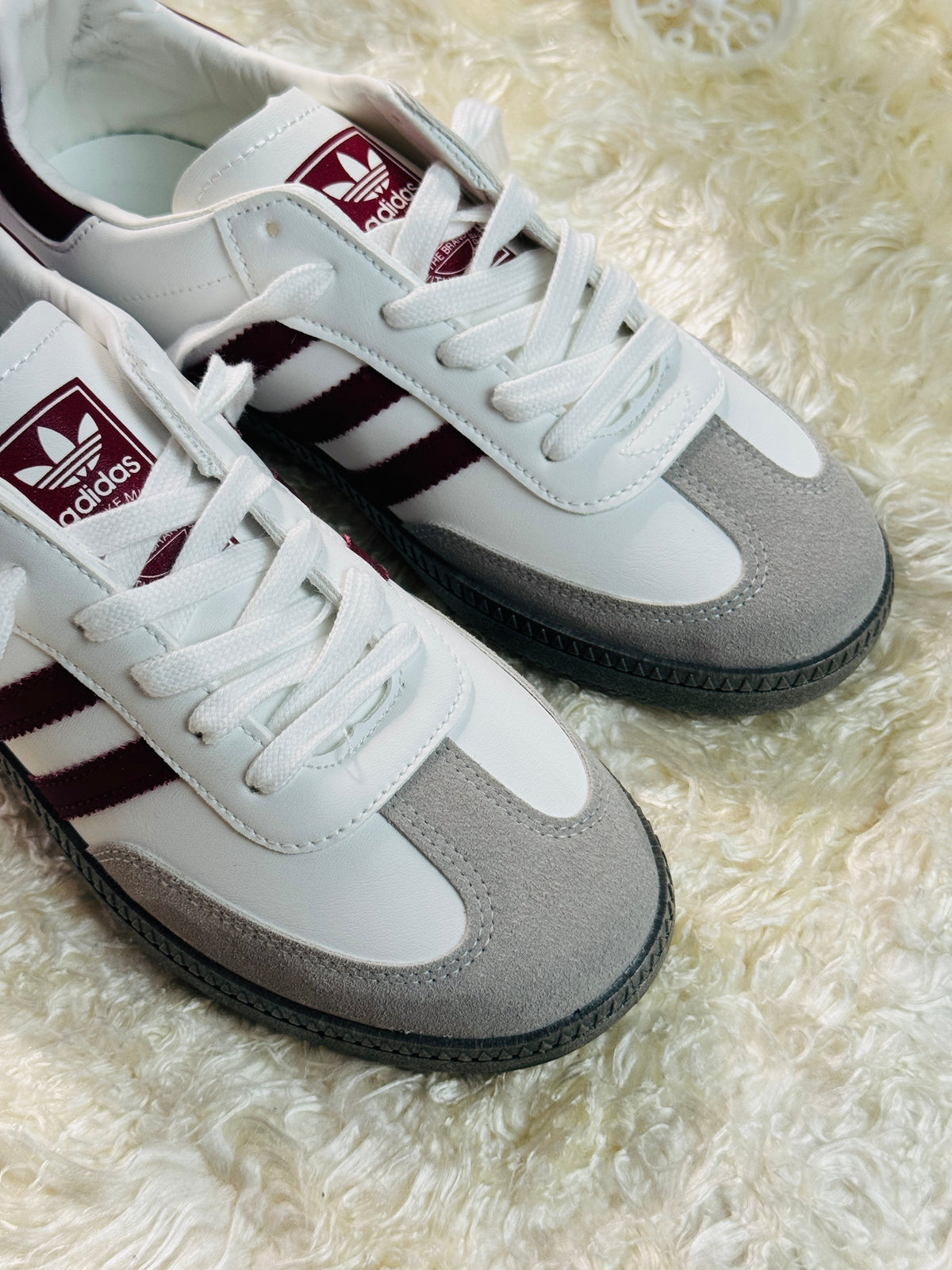 Women's Samba Classic White &amp; Maroon Sneakers