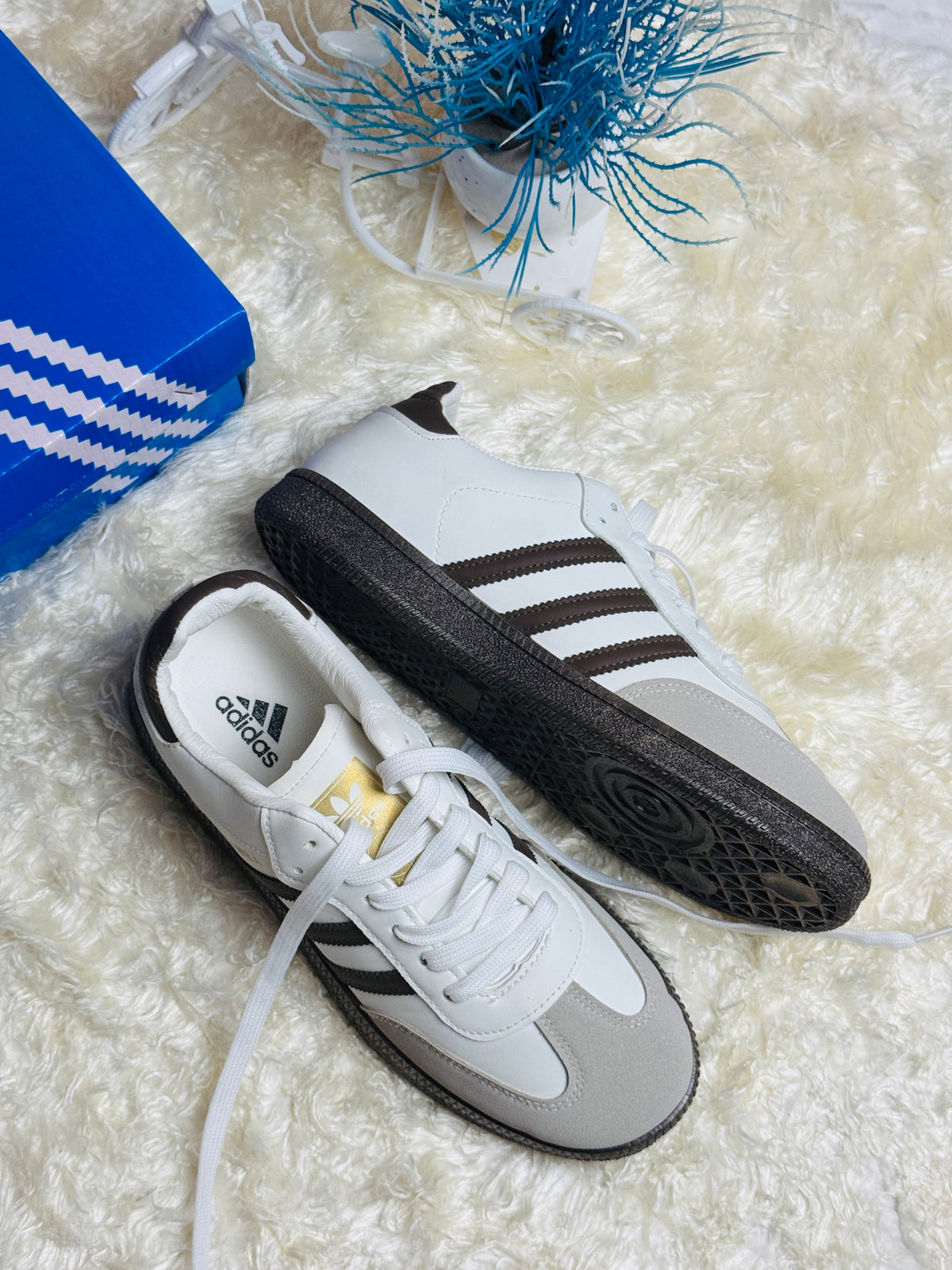 Mens SAMBA OG CLOUD WHITE/DARK BROWN (AAA GRADE)